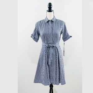 New Calvin Klein Petite Gingham Shirt Dress 2P